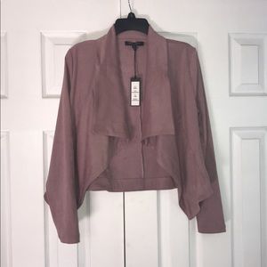 blush faux side draped jacket